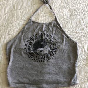 Grey  Ying and yang halter top